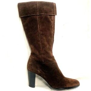 Apostrophe Suede Boots Pirate Riding 15 in Brown Zip 6.5 Women Meander Y2K Gypsy